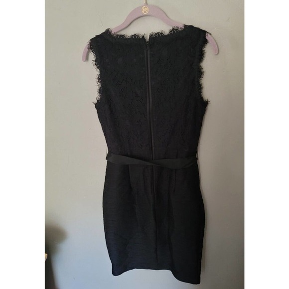 Anthropologie Maeve Black Lace Stretch Sheath cocktail dainty midi Dress - Picture 7 of 9